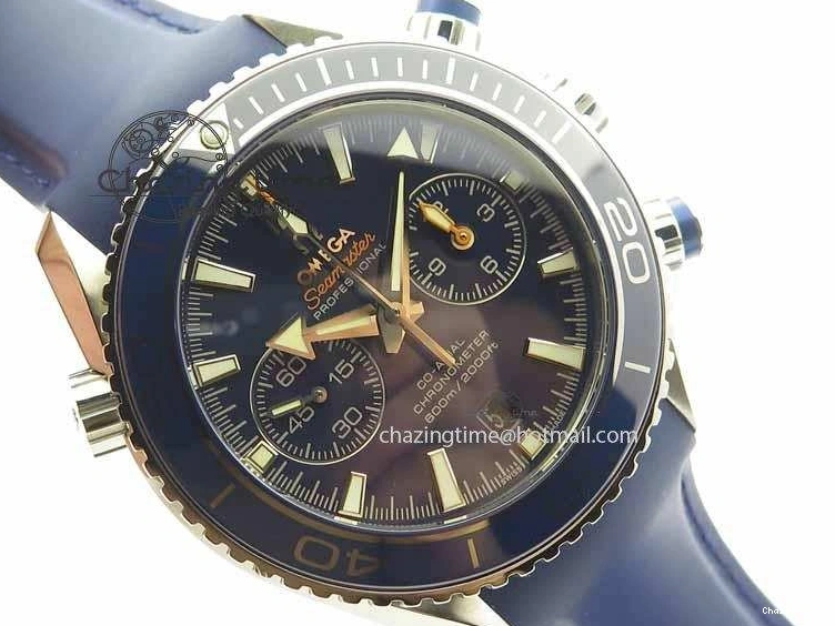 0508 Chic Planet Ocean Master Chrono 45mm SS OM 1:1 Best Edition Blue Dial On Blue Rubber Strap A 8172
